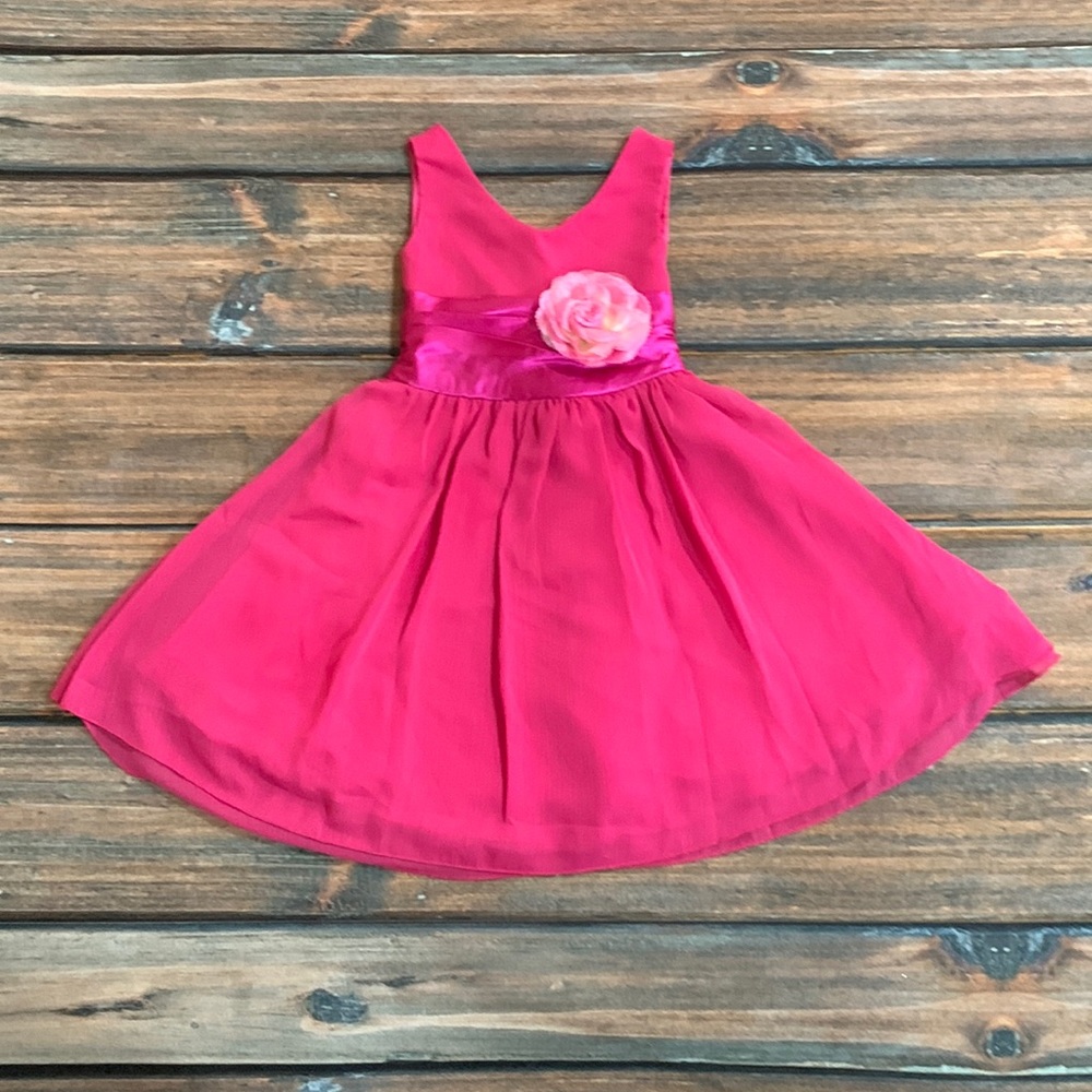 KiKi Kids USA Size 2 Girls Pink Chiffon V-Neck Flower Girl Easter Dress